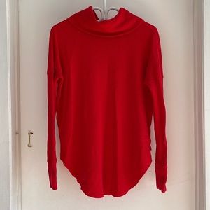 Aritzia TNA waffle knit thermal cowl-neck cotton sweater